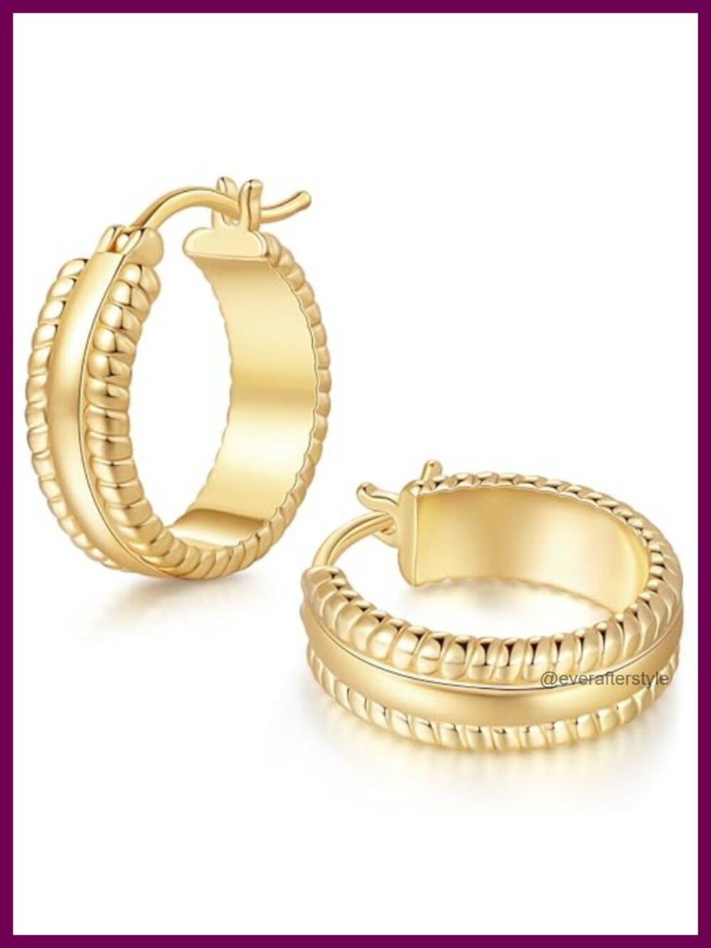 14k Gold Plated Hoop Earrings for Women Braided Rope Design